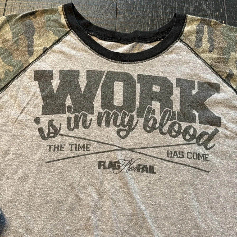 Flag Nor Fail Gray and Camouflage Raglan Shirt - Picture 2 of 4